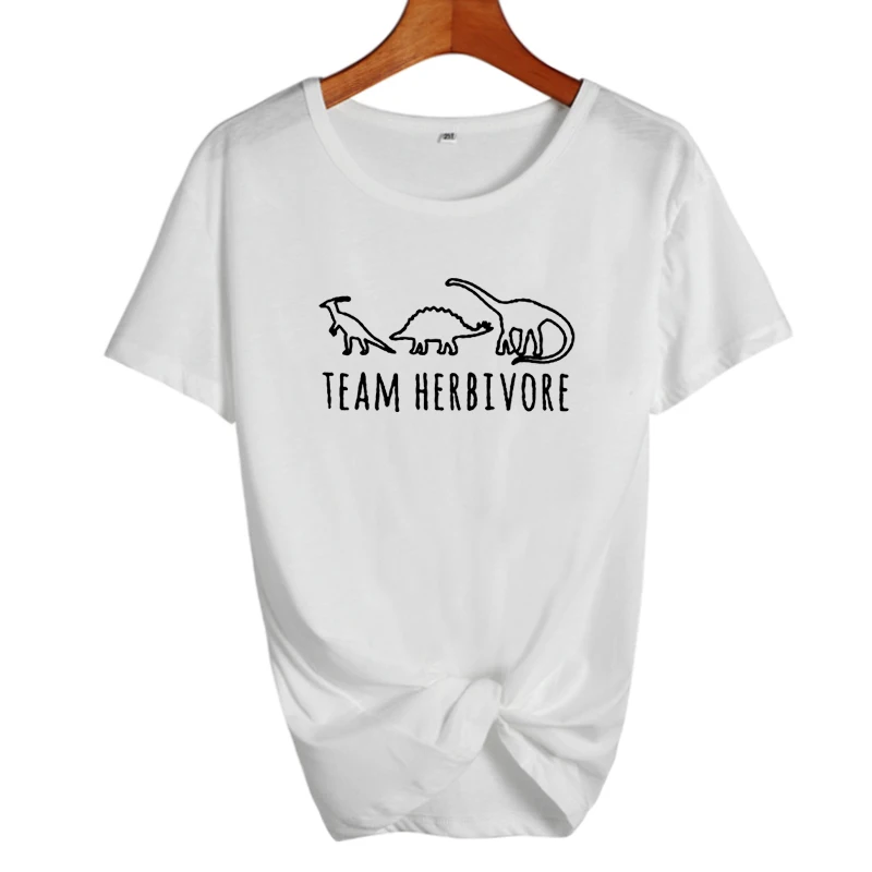 Командная Футболка "herbivore" Женская веганская Harajuku модная футболка Tumblr Femme Футболка с принтом вегетарианские милые Графические футболки для женщин - Цвет: white-black