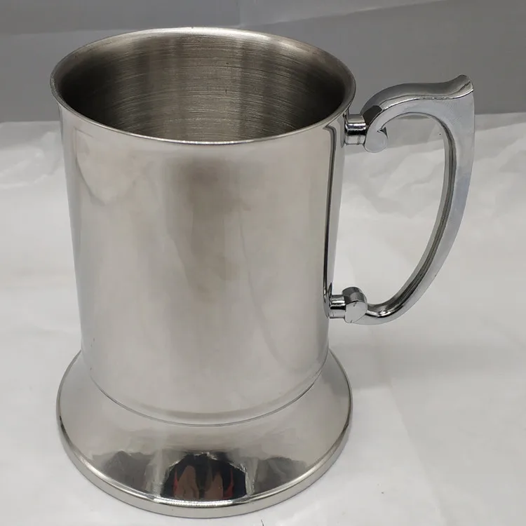 Tankard Stein двойными стенками из нержавеющей стали, серебряная пивная кружка для воды, завтрака, молока, кружки с ручками, кофейные чашки, инструменты, посуда для напитков