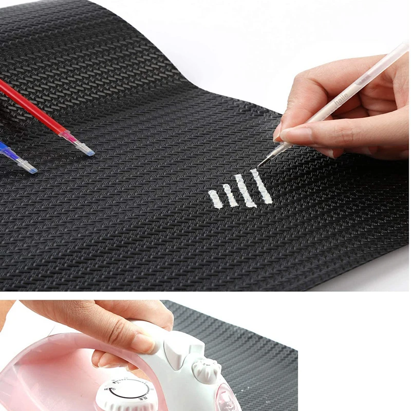 Haile 2+14pcs High Temperature Disappearing Pen Heat Erasable Fabric Pen Case Refills DIY Patchwork Garment Dash Marker Pens