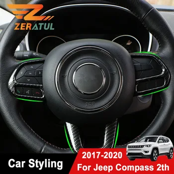 

Zeratul For Jeep Compass 2017 2018 2019 2020 3Pcs/Set Carbon Fiber Steering Wheel Panel Decorative Cover Trim Sticker