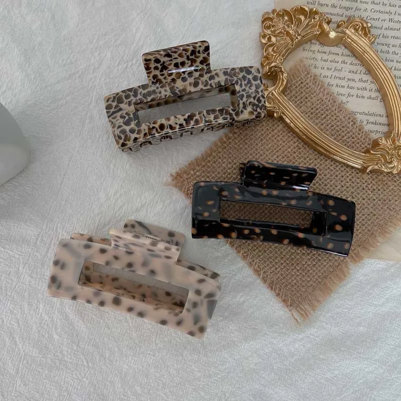 Geometric Acetate Hair Claws Big Size Square Hair Crabs Clip Leopard Grain Clamps For Women Fashion Accessories