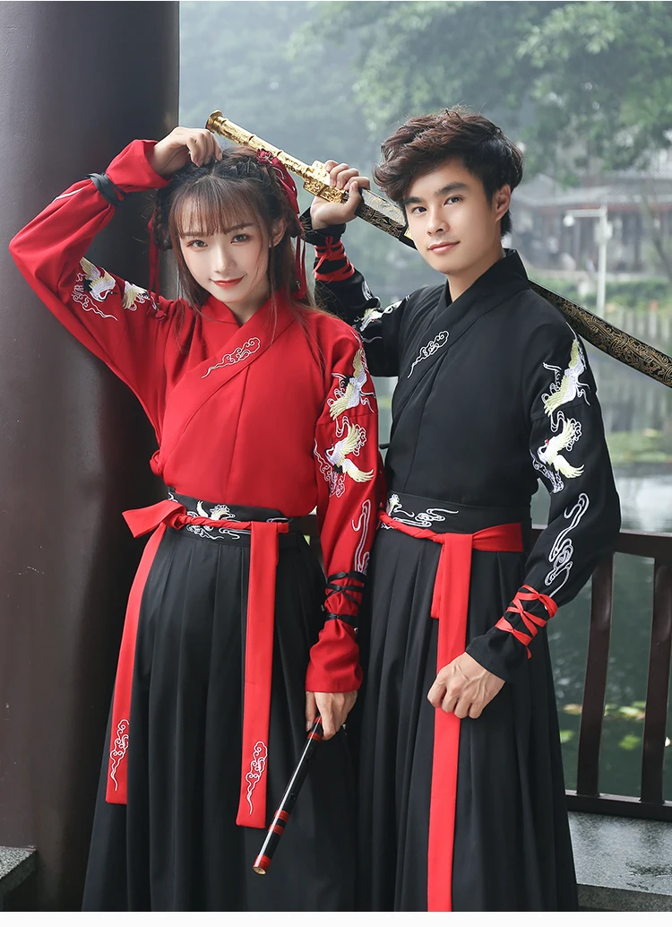 Высокое качество для мужчин и женщин роскошный Hanfu Китайский стиль лето древний косплей костюм Топы юбка вышитая одежда верхняя одежда