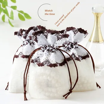 

6pcs 10x14cm Jewelry Bags Slub Yarn Drawstring Bag Perfume Bag Packaging Gifts Bags Drawable Storage Packs Wedding Party Favors
