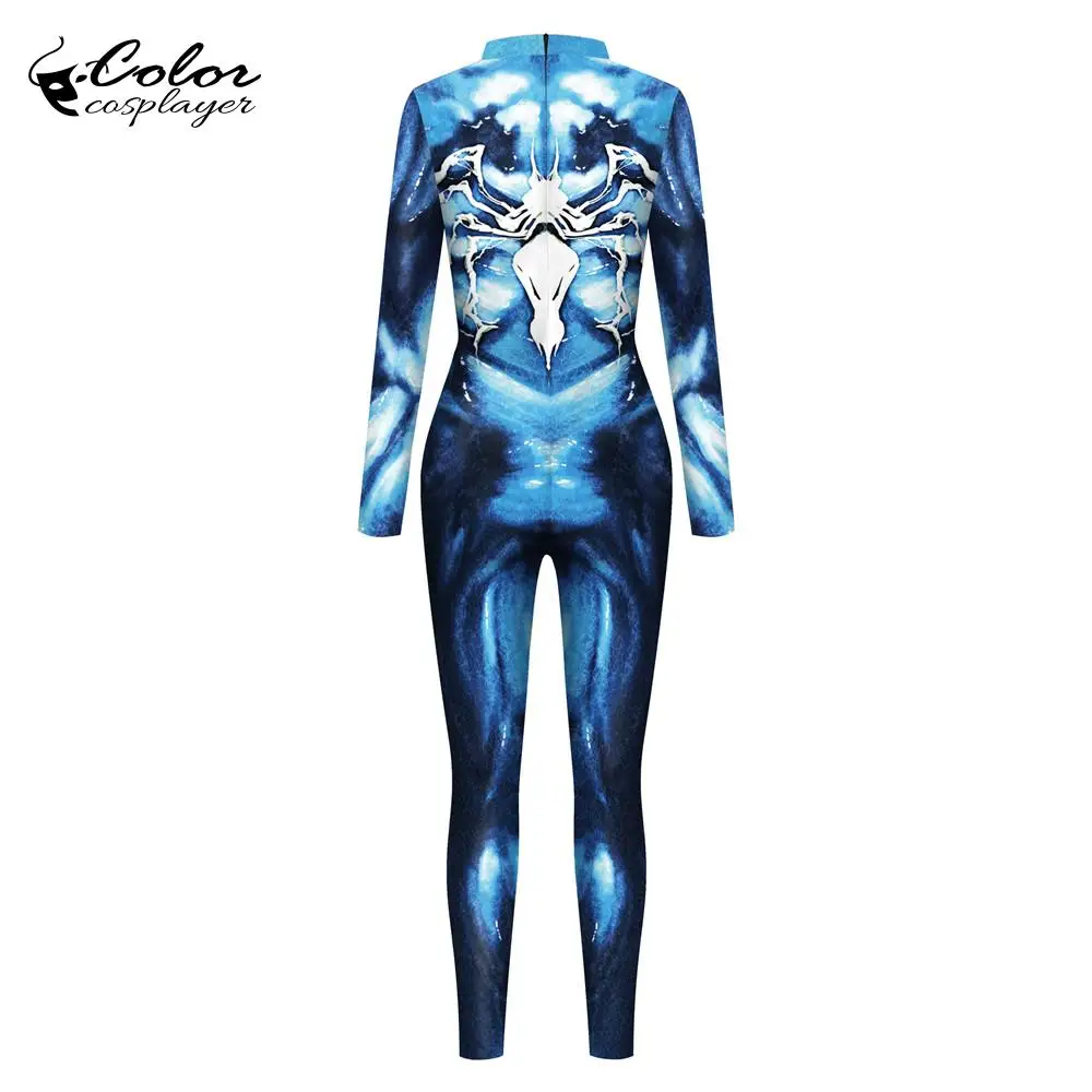 Color Cosplayer Super Hero Venom Cosplay Costume Women Men Spiderman Tight Purim Carnival Cosplay Clothing Long Sleeve Plus Size