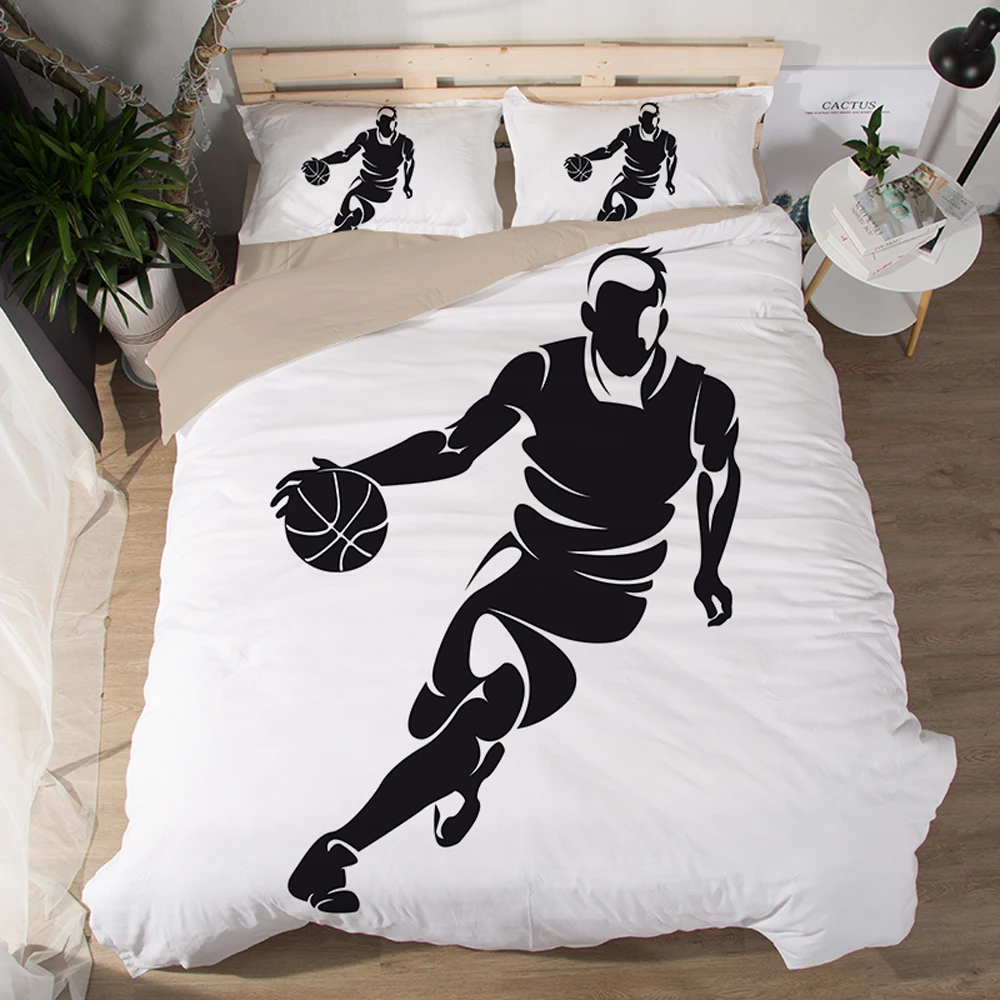 Заказной баскетболист 3 шт набор постельного белья из полиэстера пододеяльник набор постельных принадлежностей с принтом Твин Квин размер