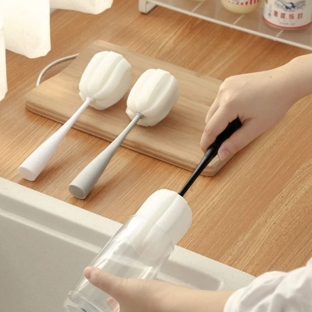 1PCS Strong Decontaminat Kitchen Cleaning Tool Sponge Brush For Wineglass Bottle Coffe Tea Glass Cup 5*23cm 35g Black White Grey | Дом и сад