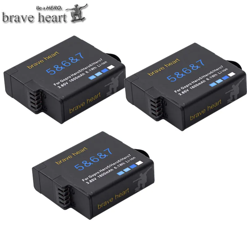 3battery Новая батарея bateria hero 6 7 8 hero 5 для GoPro hero 5 hero 6 Go Pro hero 5 6 7 8 hero 7 hero 8 black аксессуары для камеры - Цвет: 3battery