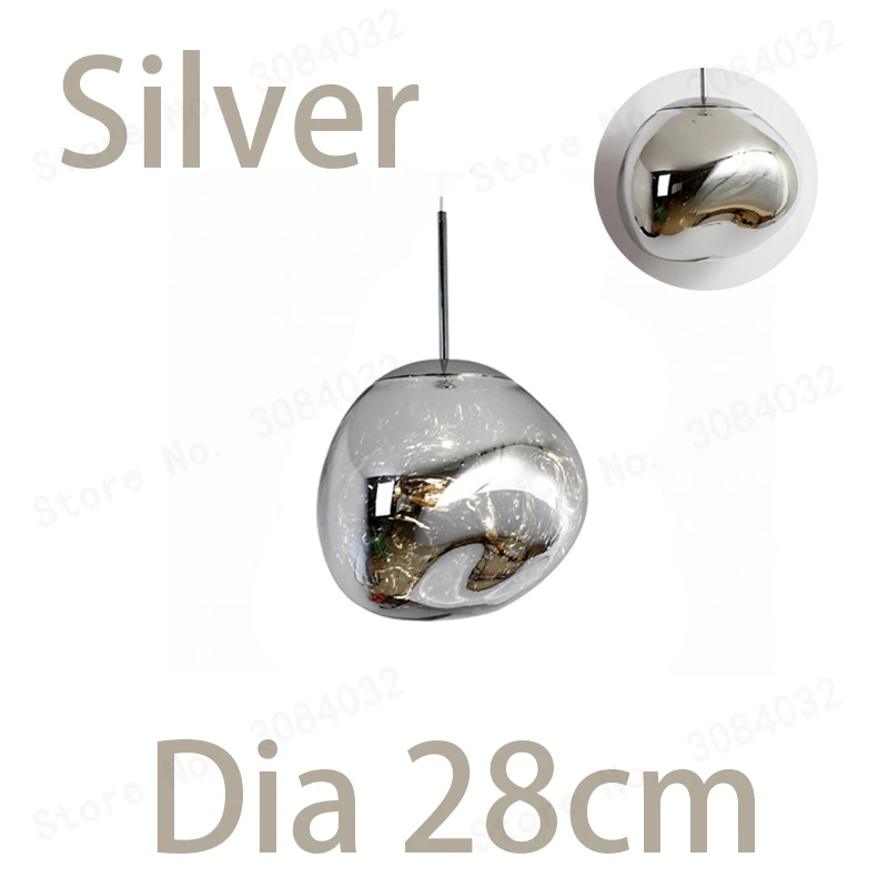 BDBQBL Новинка стеклянные подвесные светильники Dia28/40 см медь/золото/серебро подвесной светильник E27 креативный подвесной светильник для спальни - Цвет корпуса: Silver Dia28cm