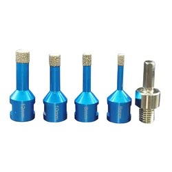 Ensemble de 5 perceuses à trous en diamant brasé, utilisé pour les carreaux de céramique, le marbre, le granit et d'autres matériaux en pierre 6/8/10/12mm + adaptateur M14 