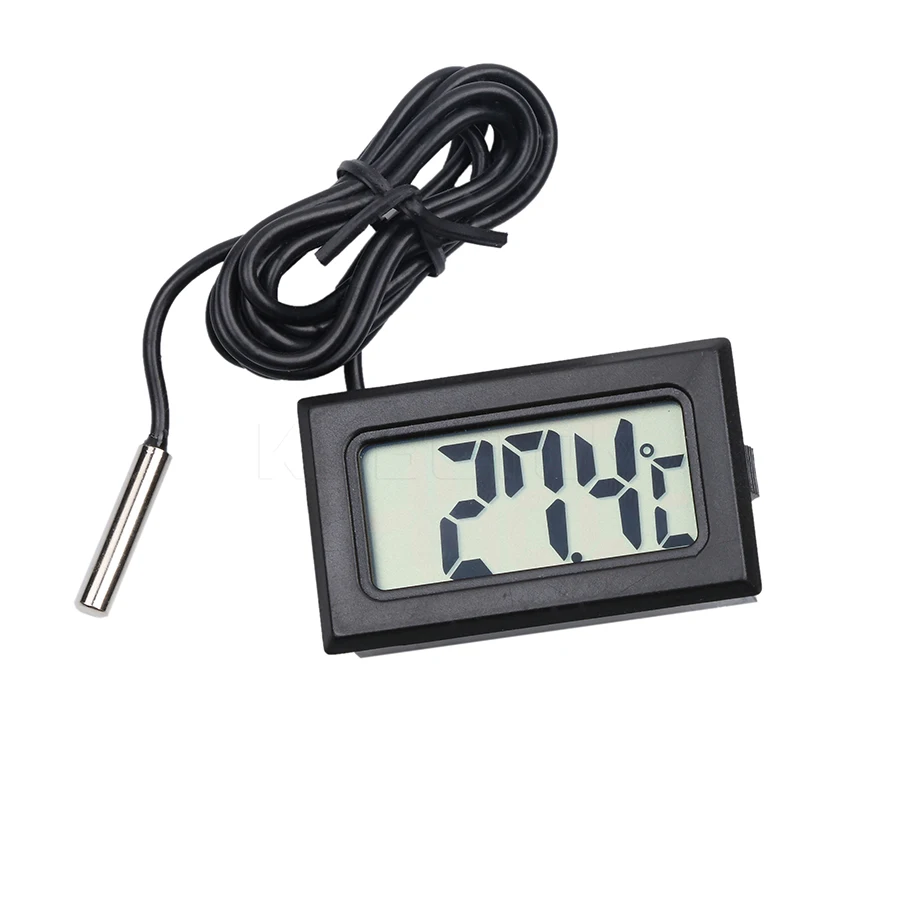Black LCD Digital Thermometer with Battery Freezer Mini Thermometer Indoor Outdoor Electronic Thermometer with Sensor