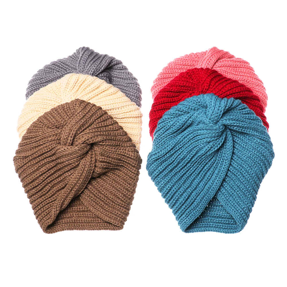 Knitted Spring Winter Hat Women Felt Hat Ladies Turban Head Wrap Caps for Women Twist Headwrap Hat Girls Croceht Beanies LLA24