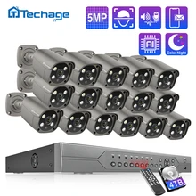Techage 16CH 5MP Poe Nvr Kit Bewakingscamera Twee Weg Audio H.265 Ip Ai Camera Outdoor P2P Cctv Video surveillance Set