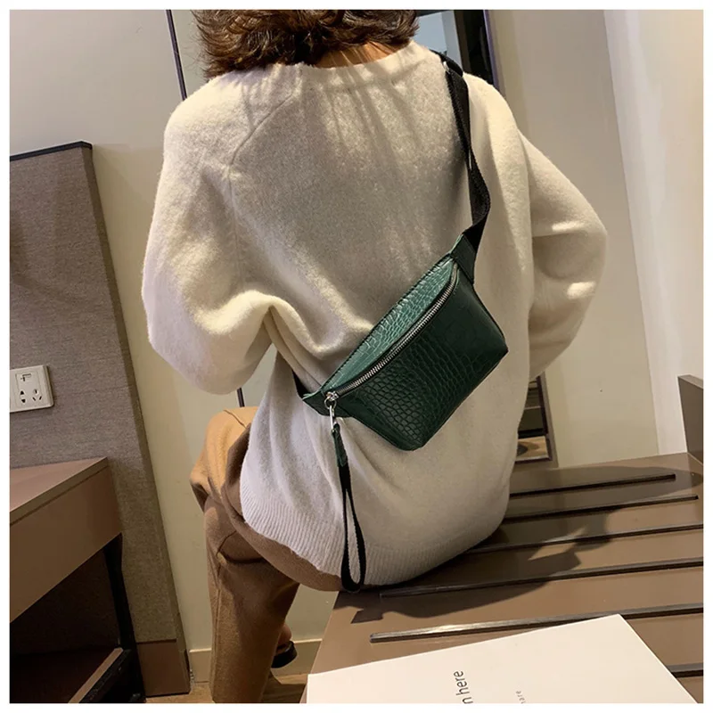 

Waist Bag for Women chest bag pu Leather Fanny Pack Phone Pouch Chest Packs Ladies Wide Strap Belt Bag Female Crossbody bag