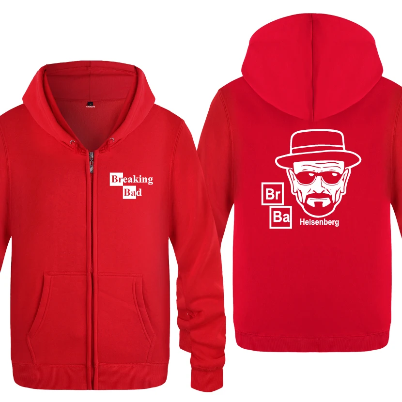 HOY BAT BREAKING BAD HEISENBERG свитшоты мужские мужские с молнией с капюшоном флисовые толстовки кардиганы - Цвет: HOY BAT