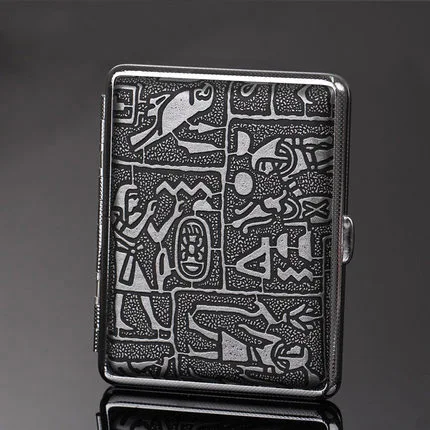 16 Cigarette Retro Delicate Pattern Men Leather Case Antique Box Slim Portable Storage Gift for | Дом и сад