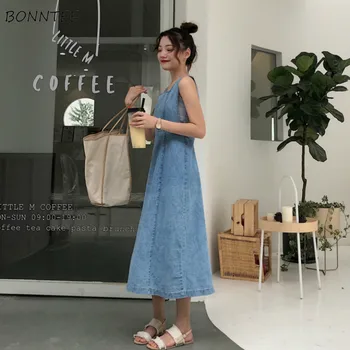 

Sleeveless Dress Women Denim Summer Loose Students All-match Womens Harajuku Female Soft Daily Chic High Waist Fashion Trendy
