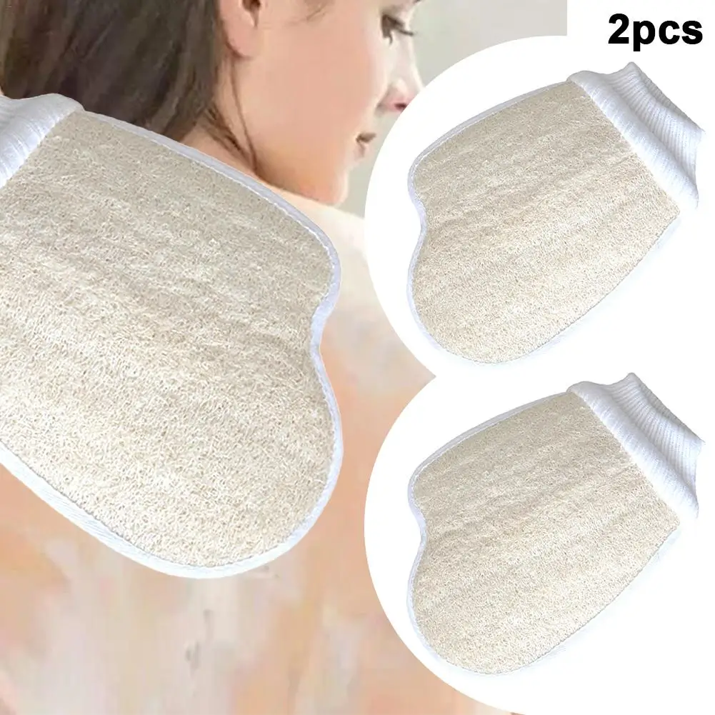 

2Pcs Loofah Gloves Natural Loofah Bath Shower Sponge Body Scrubber Exfoliator Washing Pad Spa Exfoliation Accessories
