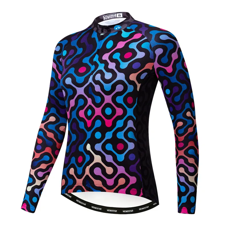 Weimostar - Maillot de ciclismo de otoño para mujer, manga larga, ropa de ciclismo de primavera, chaqueta de ciclismo de equipo profesional, camiseta de ciclismo de carretera para mujer
