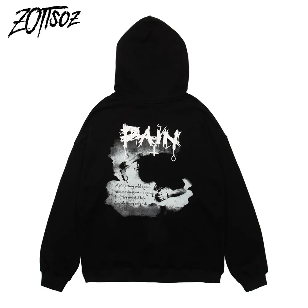 

ZOTTSOZ Hooded Sweatshirts Women Hip Hop Streetwear Casual Harajuku Gothic Punk Rock Creativity Print Hoodies Pullover Outcoat