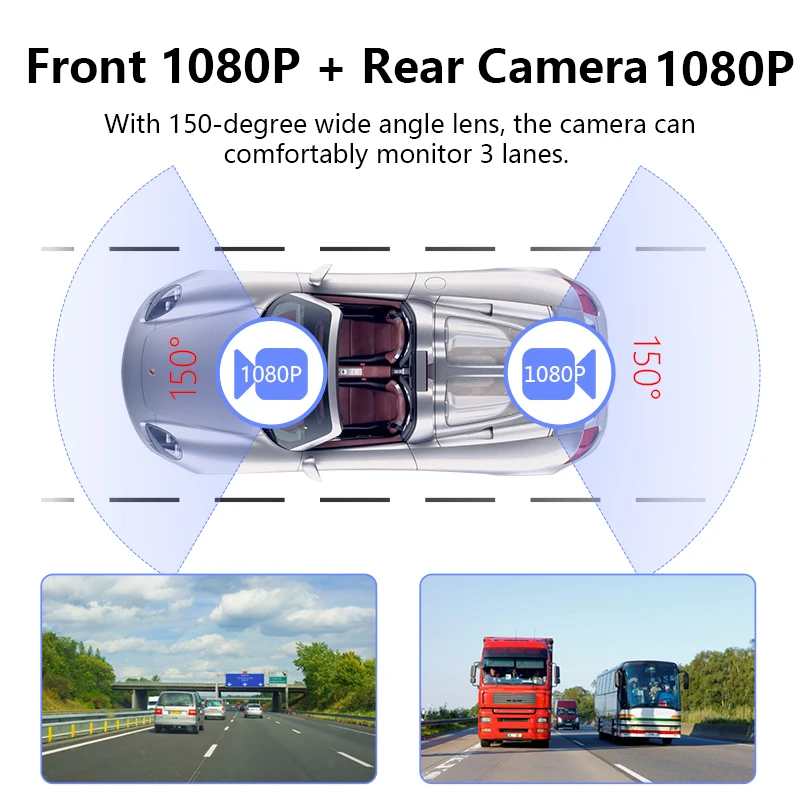 Jansite 10 &quotсенсорный экран автомобильный видеорегистратор FHD передний 1080 P с задней