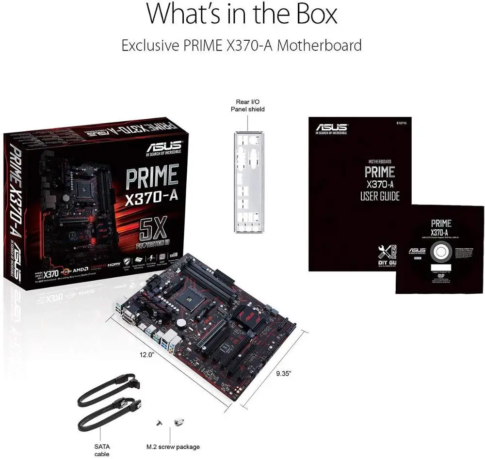 материнская плата ASUS prime x370 a am4 ryzen 4xddr4 HDMI DVI m.2 sata USB 3 1 новый оригинальный ATX