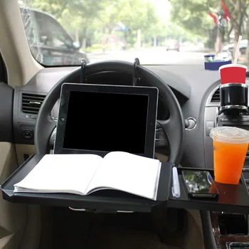 

Car Drink Holder Steering Wheel Back Seat Tray Built-in Drawer Laptop Notebook Food Holder Stand Car Cup Holder Dining Table