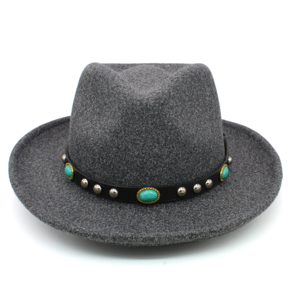 Men Women Wool Panama Hats Wide Brim Sunhat Fedora Caps Trilby Jazz Travel Party Street Style US Size 7 1/8-7 3/8 UK M-L green fedora