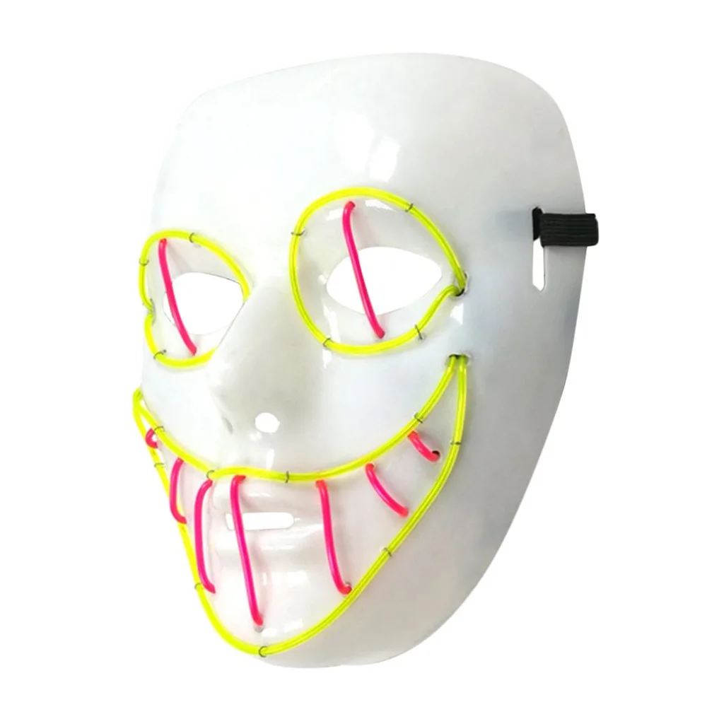 EL Luminous Mask Cold Light Cosplay EL LED Wire Clown Mask Halloween& Carnivals Party Costumes Christmas NewYear Wholesale