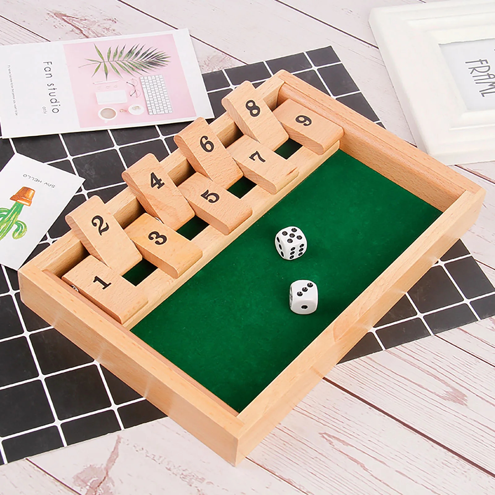 Shut The Box-Juego de mesa de madera con dados para Pub, Juego de 4 jugadores para viaje familiar