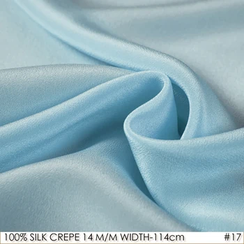 

SILK CREPE DE CHINE 114cm width 14momme/100% Pure Mulberry Silk Fabric/Batik Painting and Wedding Dress Fabric Light Blue NO17