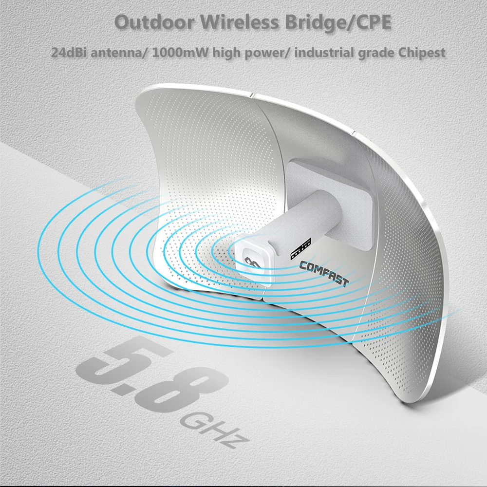 

COMFAST CF-E317A 5.8G 10KM 2*24dBi Wireless Bridge Outdoor 300Mbps Router WiFi Repeater Extender Signal Booster CPE Router IP65