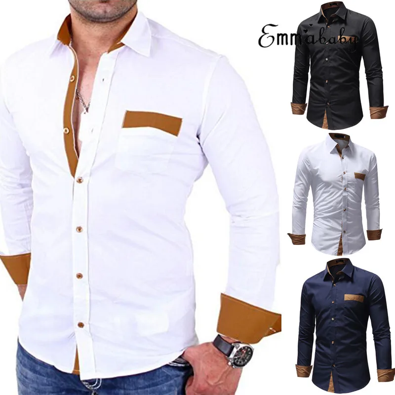 Мужские модные роскошные стильные повседневные платья Slim Fit рубашки Повседневное рубашка с длинными рукавами
