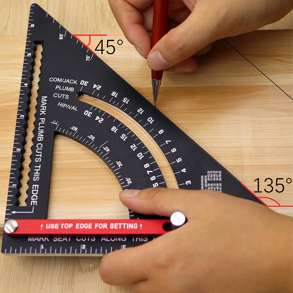 Triangle Ruler Aluminum Alloy Metric Angle Protractor Positioning Multi