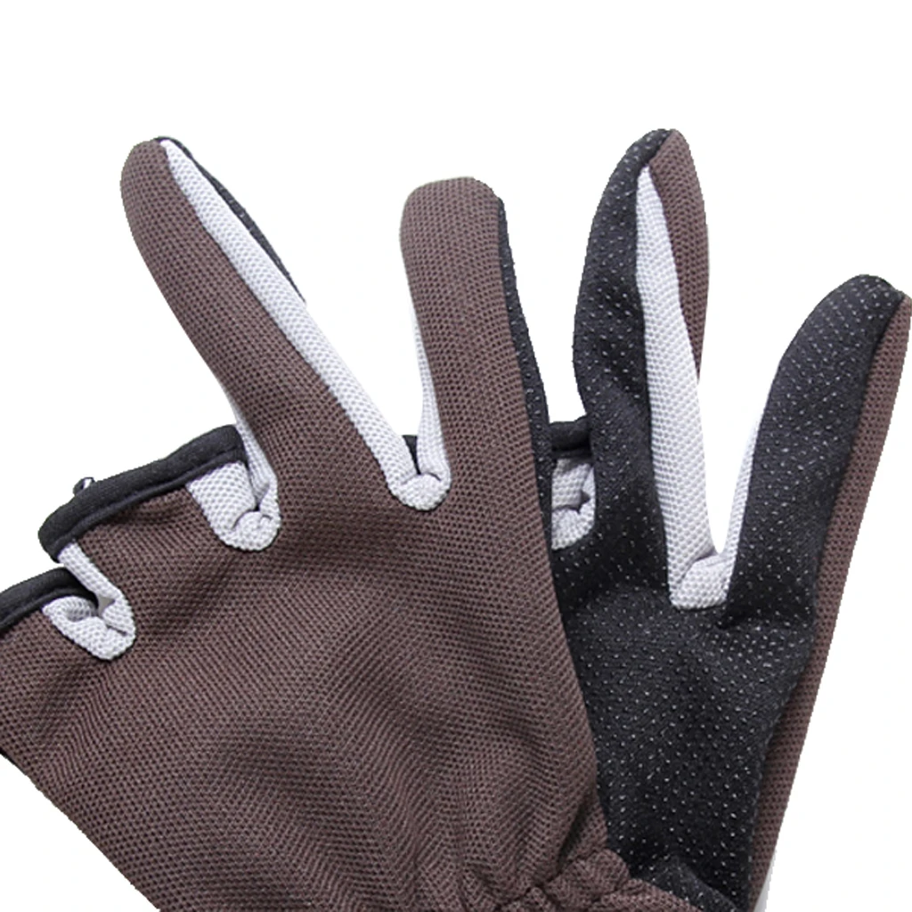 1 Pair Anti Slip 3 Low Cut Finger Fishing Gloves With Adjustable Wrist Strap Fishing Gloves for Fishing Camping 