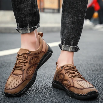 

2020 Pu Leather Men Casual Shoes Lace Up Brand 2020 Mens Walking Shoes Breathable Design Black Driving Shoes Plus Size 38-48