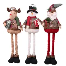 Рождественские куклы с телескопическими ногами Снеговик Санта Клаус Лось растягивающаяся кукла Рождественская елка кулон окно стол украшения принадлежности