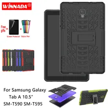 For Samsung Galaxy Tab A 10.5 T590 case for SM-T590 T595 Tablet 10.5 inch armor Silicone TPU+PC Shockproof Stand Cover +pen+Film