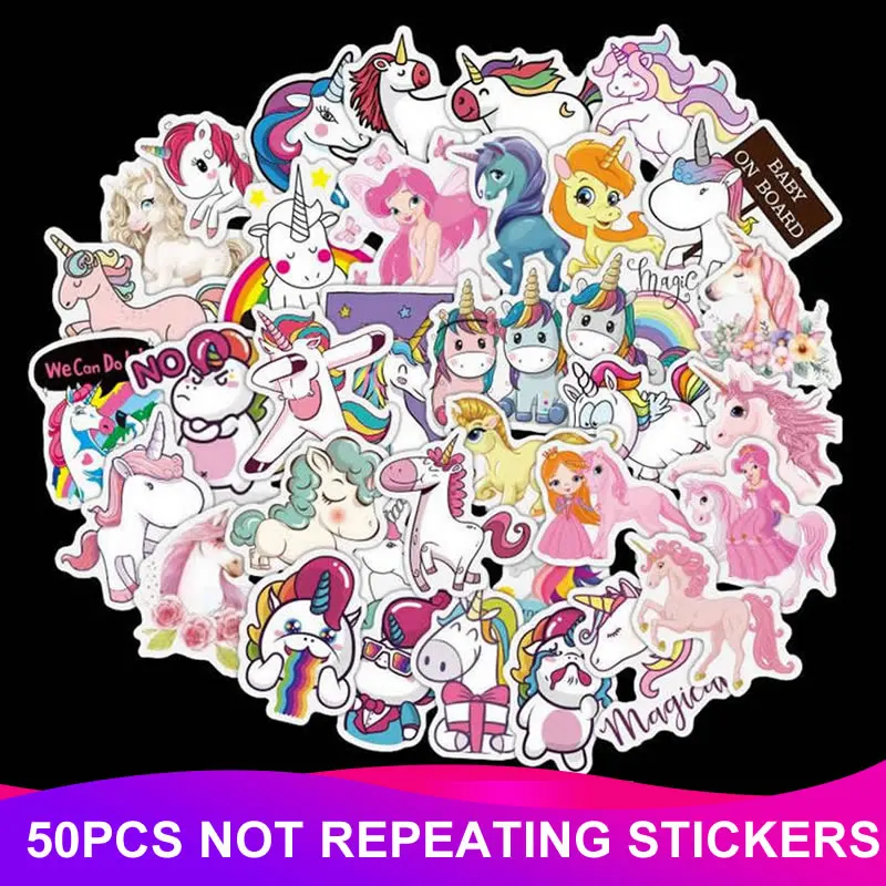 50pcs Pack Classic DIY Waterproof Animal Unicorn Stickers Skateboard Suitcase Scrapbooking font b Phone b font