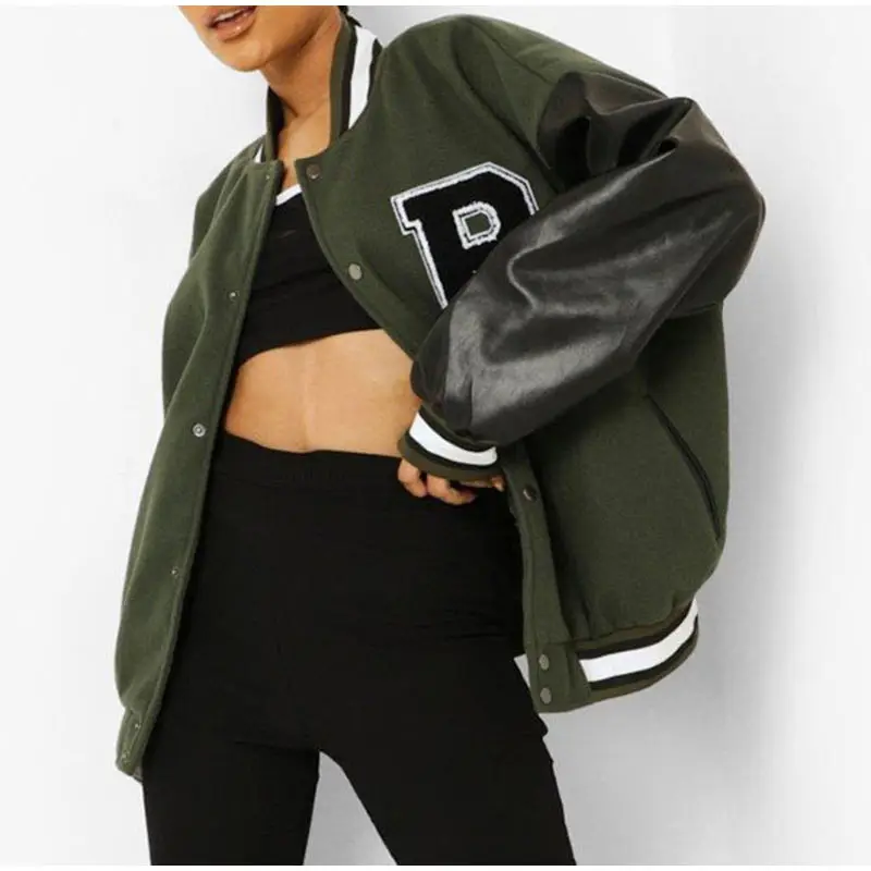 2021 Spring And Autumn Vibe Style Baseball Uniform New Bomber Jacket For Women Fashion Retro Clothes Streetwear Oversized Coat