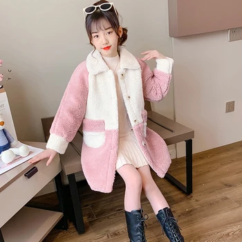 

New 2020 Autumn Winter Teen Girls Coat Fahion Thick Baby Girl Jackets Coats Kids Outerwear Clothes Pink Yellow Jacket Long Tops