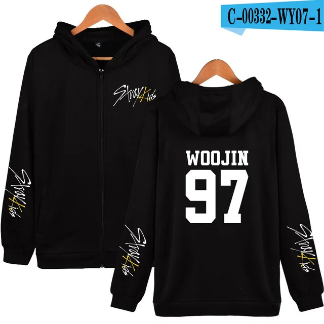 Kpop/толстовки с капюшоном на молнии для детей, MINHO JISUNG WOOJIN CHANGBIN FELIX, коллекция года, с изображением альбома желтого дерева, куртка для мужчин/женщин, одежда унисекс - Цвет: Белый