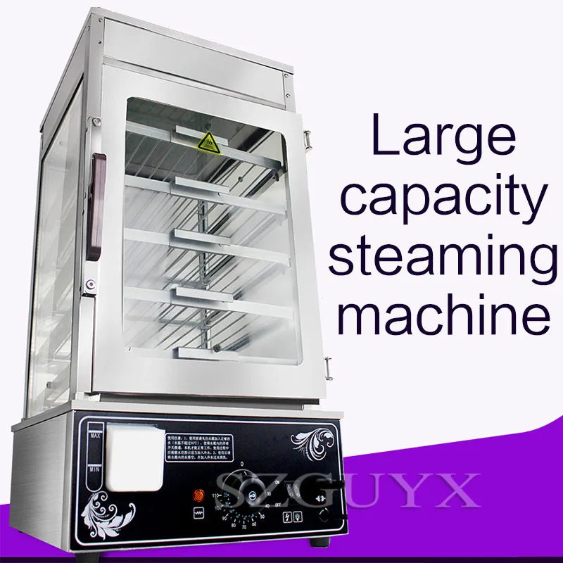Commercial steamed bun machine Desktop large capacity steaming cabinet Glass electric steamer steamed bread bun Heating cabinet