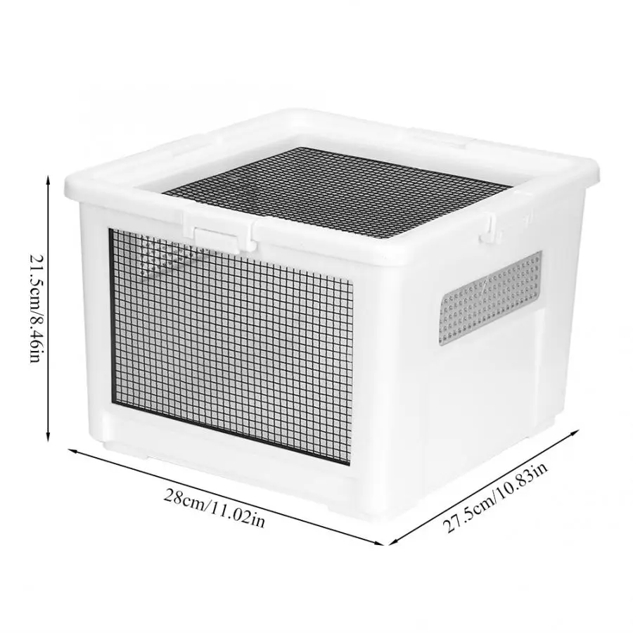 Reptile Box Plastic Iron Wire Mesh Pet Reptile Feeding Insulation Cylinder Box for Tortoise Hedgehog Lizard Hamster