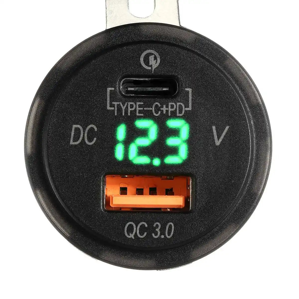 Двойной порт type-C USB Quick Charge 3,0 зарядное устройство розетка 12-24 В светодиодный цифровой дисплей вольтметр Автомобиль Мотоцикл лодка - Цвет: Зеленый