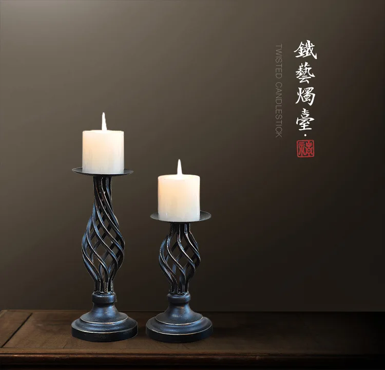 Retro candlestick decoration country hollow candle holder wedding candlelight dinner props home decoration WJ101712