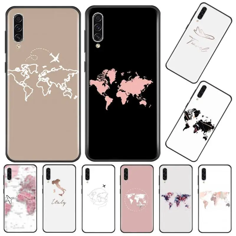 World map airplane Customer High Quality Phone Case For Samsung A20 A30 30s A40 A7 2018 J2 J7 prime J4 Plus S5 Note 9 10 | Мобильные