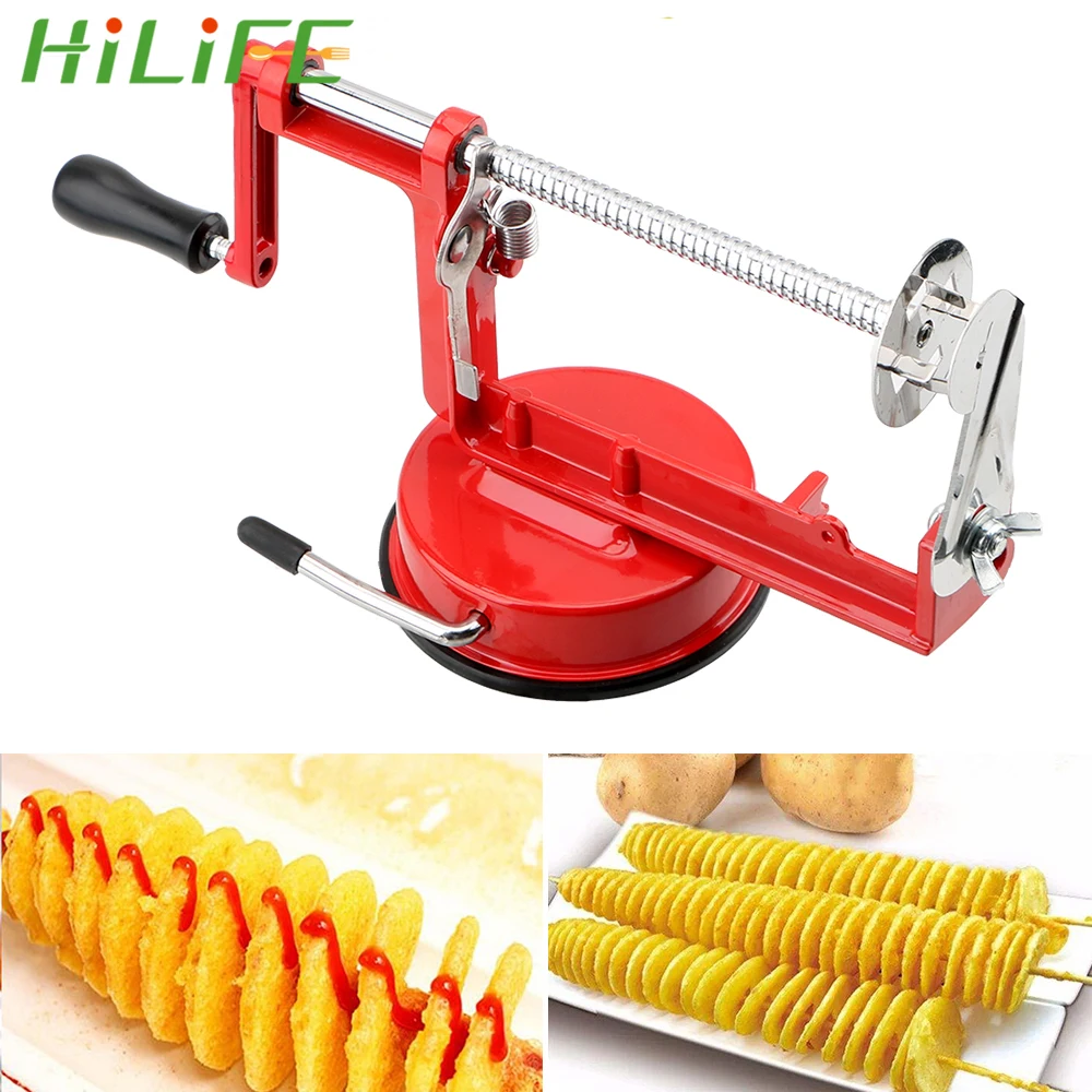 HILIFE Twisted Potato Apple Slicer Manual Stainless Steel Spiral French Fry Cutter Vegetable Spiralizer Kitchen Cooking Tools