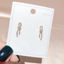 Изысканный микро проложили кубический циркон бантом серьги гвоздики для женщин девочек золотой цвет Цирконий ювелирные изделия