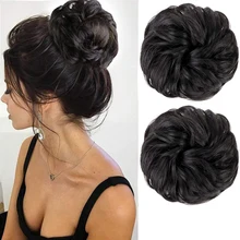 XJBB синтетические волосы пучок шиньон для наращивания кольцо обертывание шиньон высокая температура волокнистые волосы кусок для женщин и детей