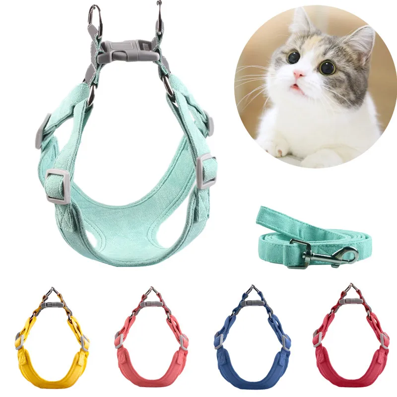 

Soft Suede Pet Cat Harnesses for Cats Dogs Summer Cozy Puppy Dog Vest Harness and Leash Set Mascotas Accessories Cat Supplies
